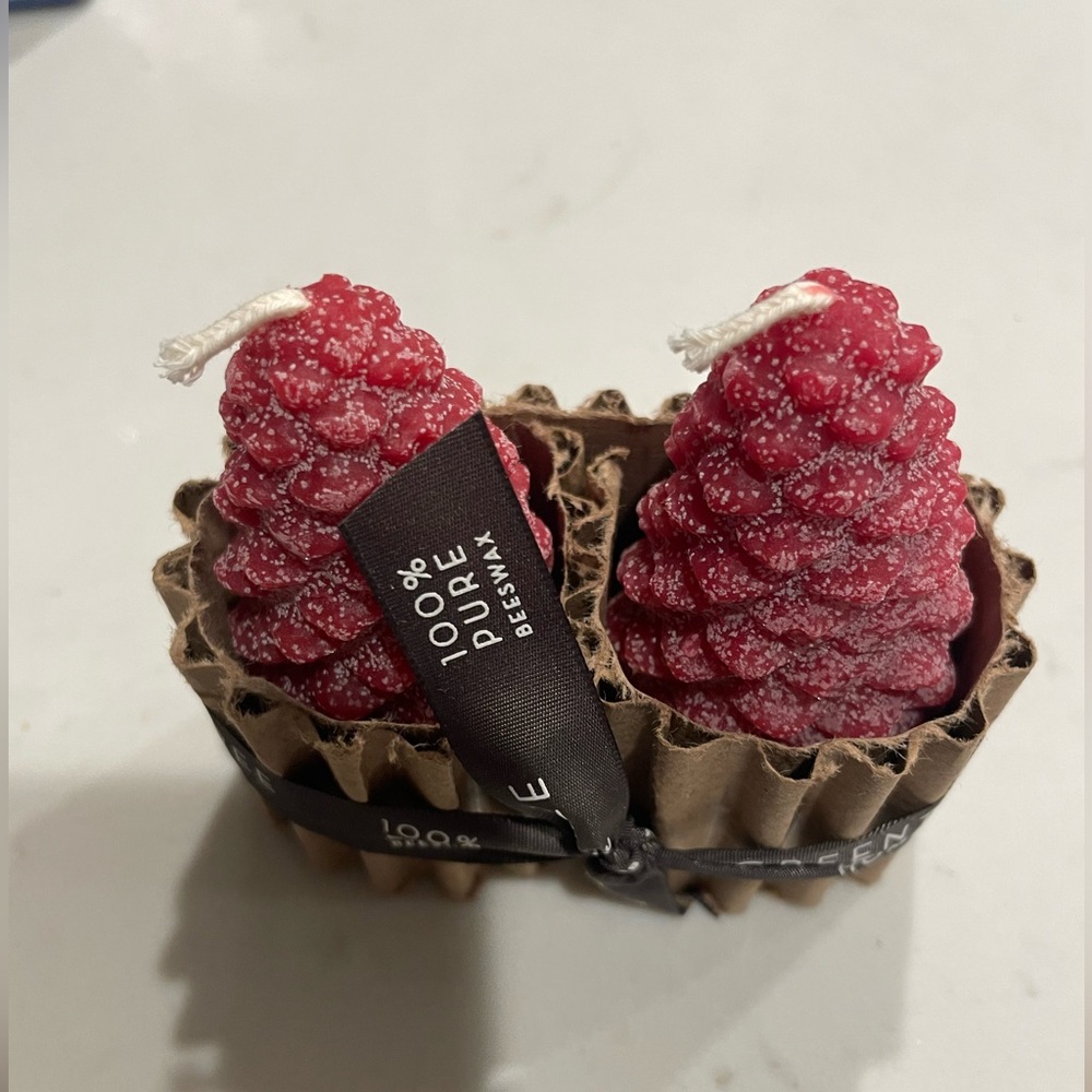 NEW GREENTREE HOME Pine Cone Candles (Set of 2)